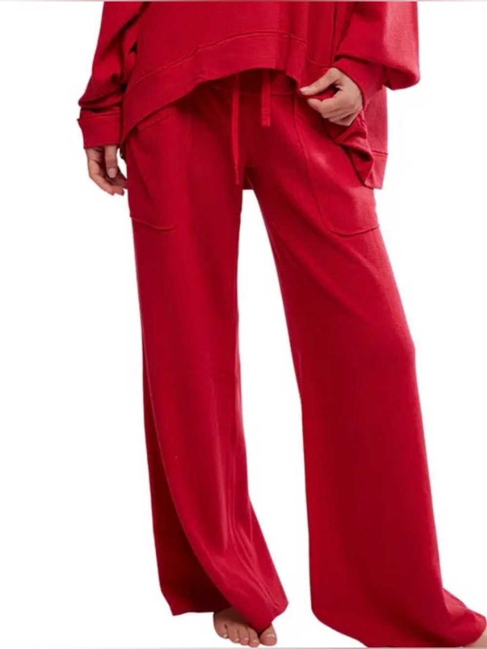Free People Intimately Free Staycation lounge pants in deep cherry